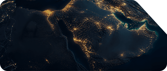 GCC region satellite view at night